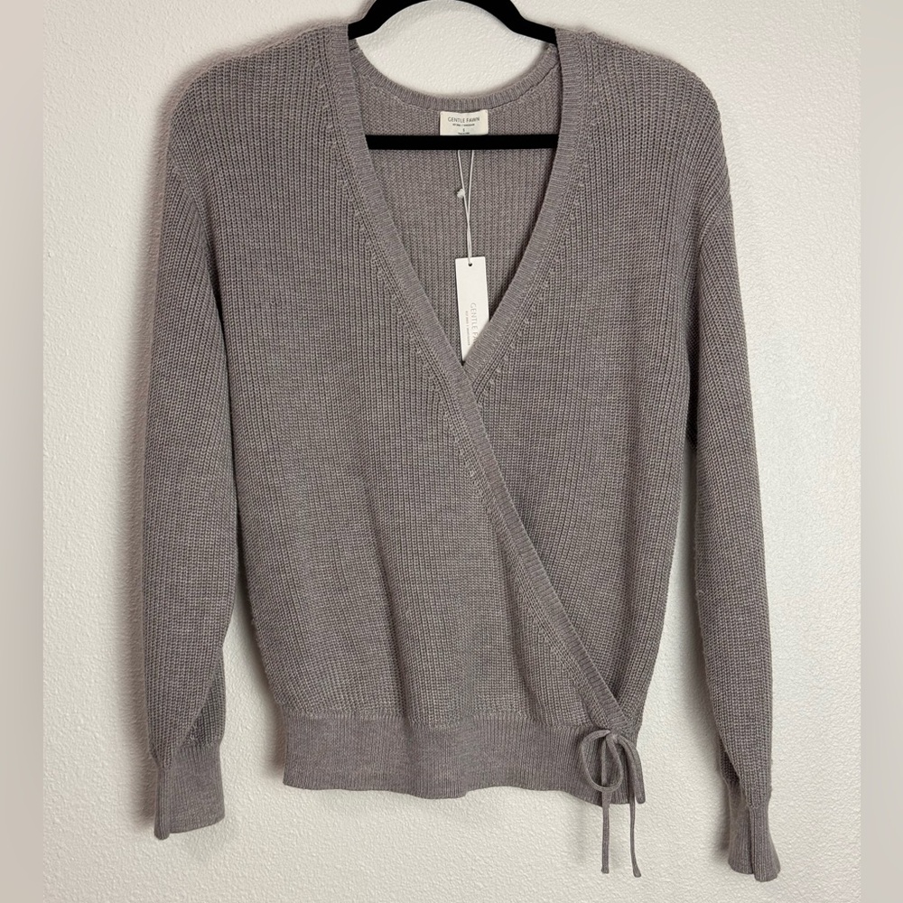 GENTLE FAWN WRAP SWEATER GRAY SMALL NWT #102